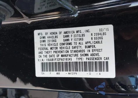 2015 Acura Tlx из США, поврежденный, VIN 19UUB1F32FA016045